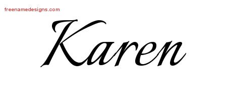 Karen Calligraphic Name Tattoo Designs