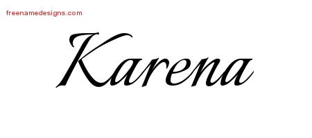 Karena Calligraphic Name Tattoo Designs