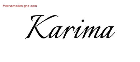 Karima Calligraphic Name Tattoo Designs