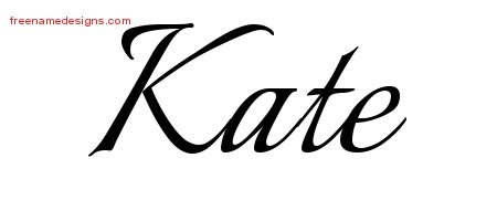 Kate Calligraphic Name Tattoo Designs