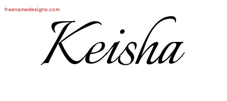Keisha Calligraphic Name Tattoo Designs