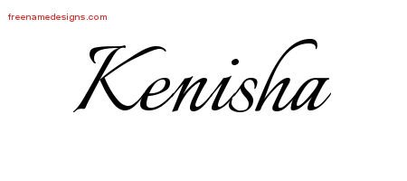 Kenisha Calligraphic Name Tattoo Designs