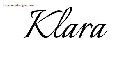 Klara Calligraphic Name Tattoo Designs