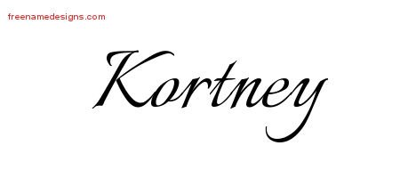 Kortney Calligraphic Name Tattoo Designs