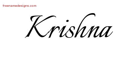 Krishna Calligraphic Name Tattoo Designs