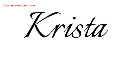 Krista Calligraphic Name Tattoo Designs