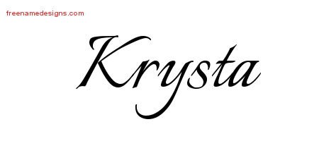 Krysta Calligraphic Name Tattoo Designs