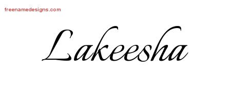Lakeesha Calligraphic Name Tattoo Designs