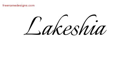 Lakeshia Calligraphic Name Tattoo Designs