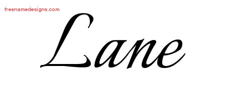 Lane Calligraphic Name Tattoo Designs
