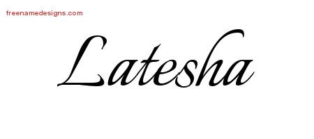 Latesha Calligraphic Name Tattoo Designs