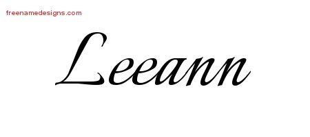 Leeann Calligraphic Name Tattoo Designs