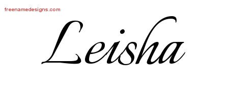Leisha Calligraphic Name Tattoo Designs