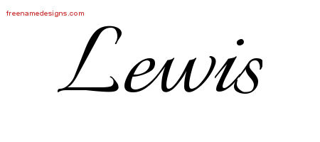 Lewis Calligraphic Name Tattoo Designs