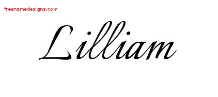 Lilliam Calligraphic Name Tattoo Designs