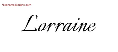 Lorraine Calligraphic Name Tattoo Designs