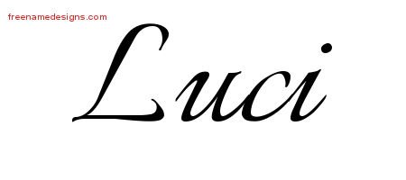 Luci Calligraphic Name Tattoo Designs