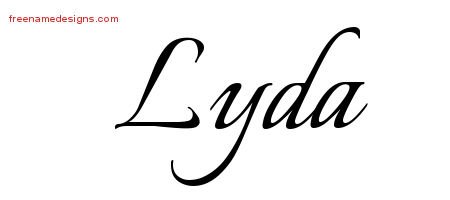 Lyda Calligraphic Name Tattoo Designs