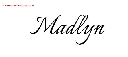 Madlyn Calligraphic Name Tattoo Designs