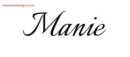 Manie Calligraphic Name Tattoo Designs
