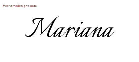 Mariana Calligraphic Name Tattoo Designs