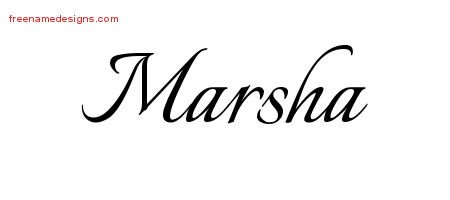 Marsha Calligraphic Name Tattoo Designs