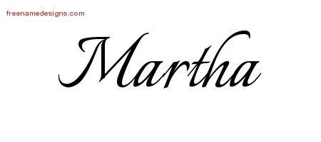 Martha Calligraphic Name Tattoo Designs