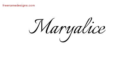Maryalice Calligraphic Name Tattoo Designs