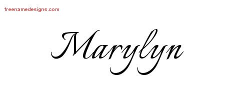 Marylyn Calligraphic Name Tattoo Designs