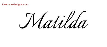 Matilda Calligraphic Name Tattoo Designs