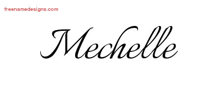 Mechelle Calligraphic Name Tattoo Designs