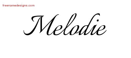 Melodie Calligraphic Name Tattoo Designs