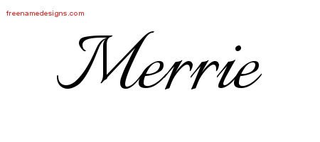Merrie Calligraphic Name Tattoo Designs