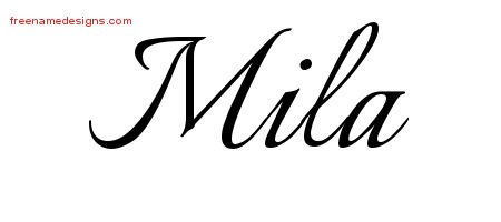 Mila Calligraphic Name Tattoo Designs