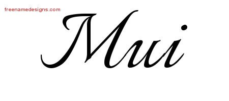 Mui Calligraphic Name Tattoo Designs