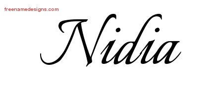Nidia Calligraphic Name Tattoo Designs