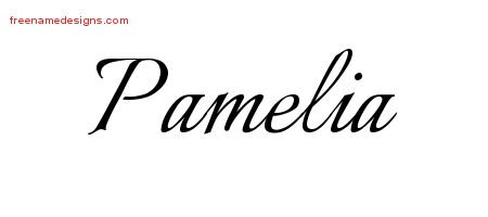 Pamelia Calligraphic Name Tattoo Designs