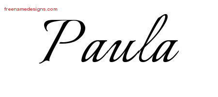Paula Calligraphic Name Tattoo Designs