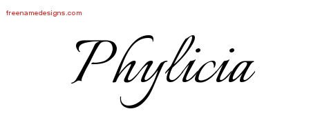 Phylicia Calligraphic Name Tattoo Designs