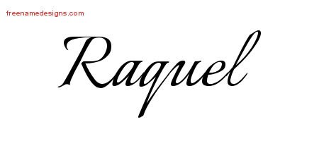 Raquel Calligraphic Name Tattoo Designs