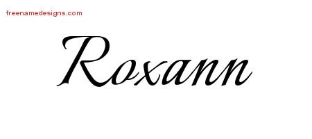 Roxann Calligraphic Name Tattoo Designs