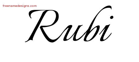Rubi Calligraphic Name Tattoo Designs