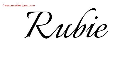 Rubie Calligraphic Name Tattoo Designs