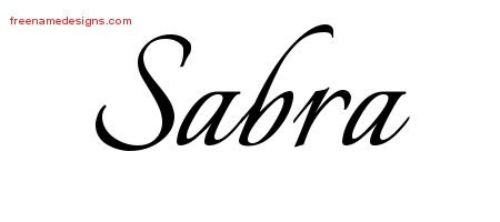 Sabra Calligraphic Name Tattoo Designs