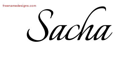 Sacha Calligraphic Name Tattoo Designs