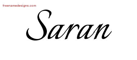 Saran Calligraphic Name Tattoo Designs