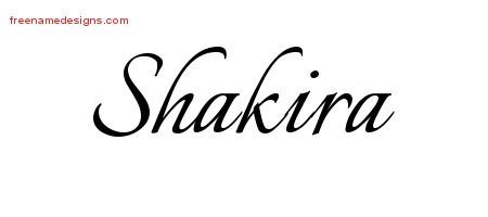 Shakira Calligraphic Name Tattoo Designs