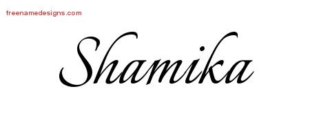 Shamika Calligraphic Name Tattoo Designs