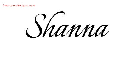 Shanna Calligraphic Name Tattoo Designs