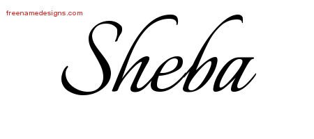 Sheba Calligraphic Name Tattoo Designs